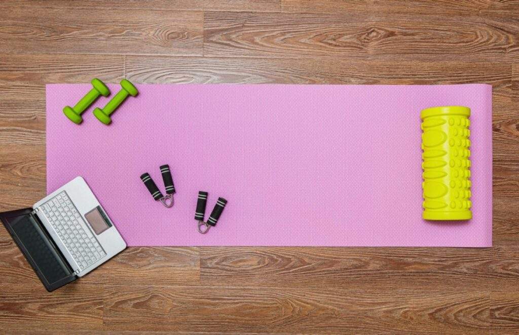 home workout setup aesthetic